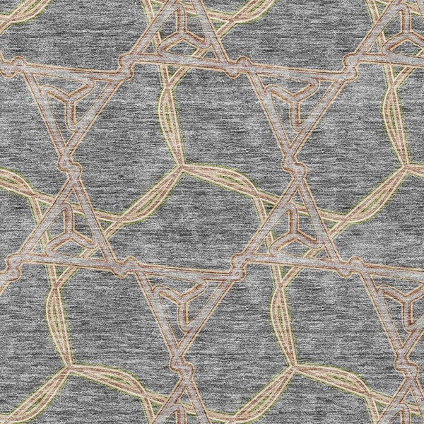 HomeRoots 10' Modern Geometric Washable Area Rug in Gray Green Beige with UV Protection for High-Traffic Rooms 676002