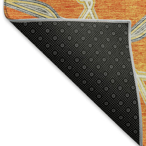 HomeRoots 10' X 14' Modern Geometric Washable Area Rug in Orange, Ivory & Blue – UV Protected, Durable Design 676014