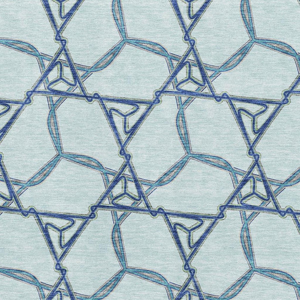 HomeRoots 5' X 8' Stylish Sky Blue Geometric Area Rug - Washable, Stain Resistant, UV Protected for Modern Homes 676016