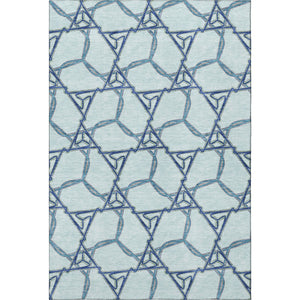 HomeRoots 8' X 10' Modern Geometric Washable Area Rug in Sky Blue & Gray – UV Protection for Busy Homes 676018