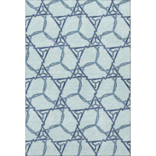 HomeRoots 8' X 10' Modern Geometric Washable Area Rug in Sky Blue & Gray – UV Protection for Busy Homes 676018