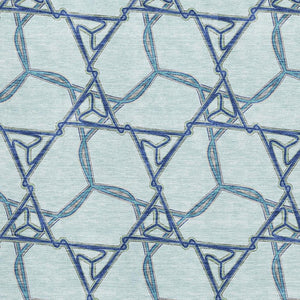 HomeRoots 10' X 14' Stylish Geometric Washable Area Rug in Sky Blue & Gray - Durable, UV Resistant, Pet Friendly! 676020