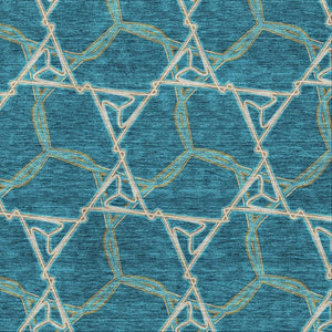 HomeRoots 8' X 10' Teal, Beige & Copper Geometric Area Rug - Washable, UV-Protected & Stain-Resistant Design! 676024