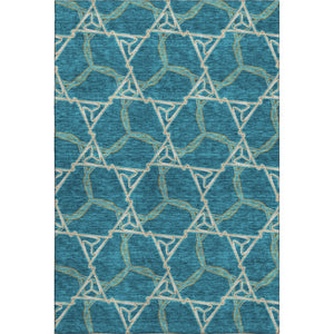 HomeRoots 10' Stylish Teal Beige Copper Geometric Washable Area Rug - UV Protected, Durable, Easy Care! 676026