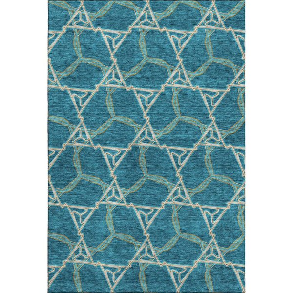 HomeRoots 10' Stylish Teal Beige Copper Geometric Washable Area Rug - UV Protected, Durable, Easy Care! 676026