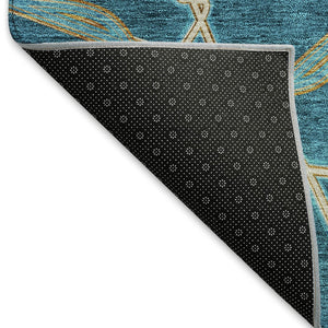 HomeRoots 10' Stylish Teal Beige Copper Geometric Washable Area Rug - UV Protected, Durable, Easy Care! 676026