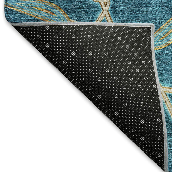 HomeRoots 10' Stylish Teal Beige Copper Geometric Washable Area Rug - UV Protected, Durable, Easy Care! 676026