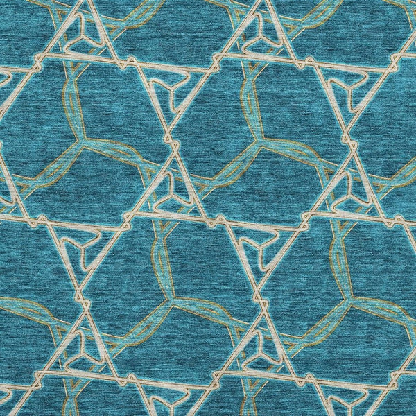 HomeRoots 10' Stylish Teal Beige Copper Geometric Washable Area Rug - UV Protected, Durable, Easy Care! 676026