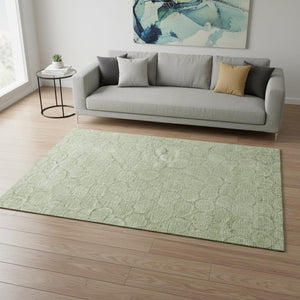 HomeRoots 5' Artichoke Green & Ivory Geometric Area Rug - Washable, UV Protected, Durable for High-Traffic Homes 676028