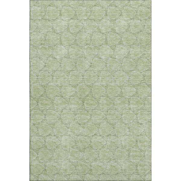 HomeRoots 5' Artichoke Green & Ivory Geometric Area Rug - Washable, UV Protected, Durable for High-Traffic Homes 676028