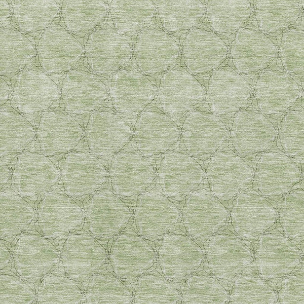 HomeRoots 5' Artichoke Green & Ivory Geometric Area Rug - Washable, UV Protected, Durable for High-Traffic Homes 676028