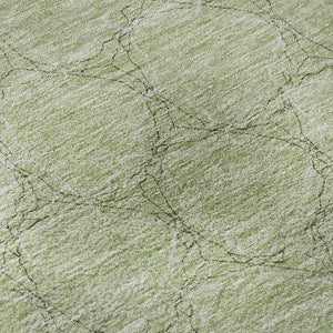 HomeRoots 8' Artichoke Green and Ivory Geometric Washable Round Rug - UV Protection, Stain Resistant, Stylish Decor 676029