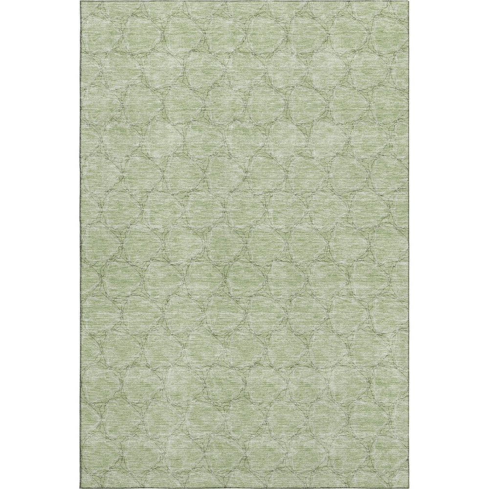 HomeRoots 8' X 10' Artichoke Green & Ivory Geometric Washable Area Rug with UV Protection for High-Traffic Spaces 676030