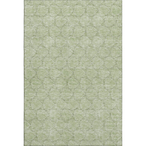 HomeRoots 8' X 10' Artichoke Green & Ivory Geometric Washable Area Rug with UV Protection for High-Traffic Spaces 676030