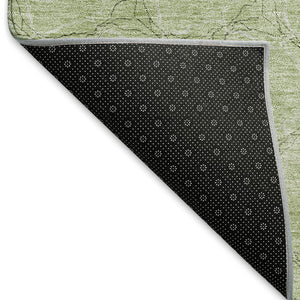 HomeRoots 8' X 10' Artichoke Green & Ivory Geometric Washable Area Rug with UV Protection for High-Traffic Spaces 676030