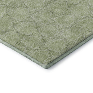 HomeRoots 8' X 10' Artichoke Green & Ivory Geometric Washable Area Rug with UV Protection for High-Traffic Spaces 676030