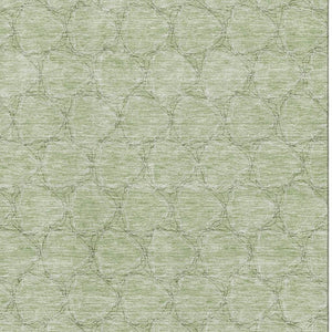 HomeRoots 8' X 10' Artichoke Green & Ivory Geometric Washable Area Rug with UV Protection for High-Traffic Spaces 676030