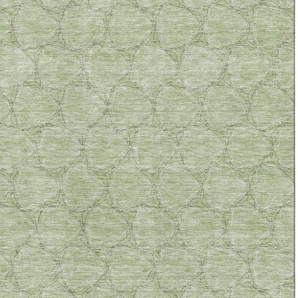 HomeRoots 8' X 10' Artichoke Green & Ivory Geometric Washable Area Rug with UV Protection for High-Traffic Spaces 676030
