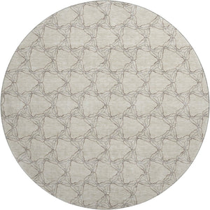 HomeRoots 8' Beige and Brown Geometric Round Rug – Washable, UV Protected, Stylish and Durable for Every Space! 676035
