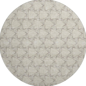 HomeRoots 8' Beige and Brown Geometric Round Rug – Washable, UV Protected, Stylish and Durable for Every Space! 676035