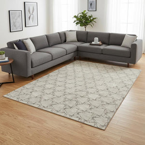 HomeRoots 8' X 10' Beige and Brown Geometric Area Rug - Durable, Washable, Stain-Resistant with UV Protection 676036