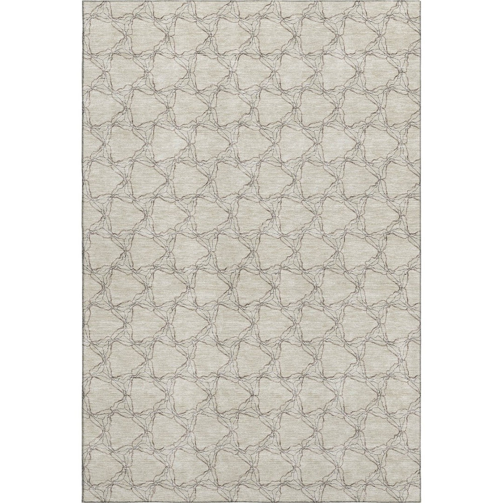 HomeRoots 8' X 10' Beige and Brown Geometric Area Rug - Durable, Washable, Stain-Resistant with UV Protection 676036