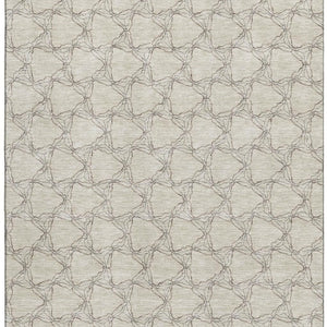 HomeRoots 8' X 10' Beige and Brown Geometric Area Rug - Durable, Washable, Stain-Resistant with UV Protection 676036