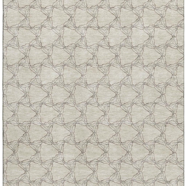 HomeRoots 8' X 10' Beige and Brown Geometric Area Rug - Durable, Washable, Stain-Resistant with UV Protection 676036
