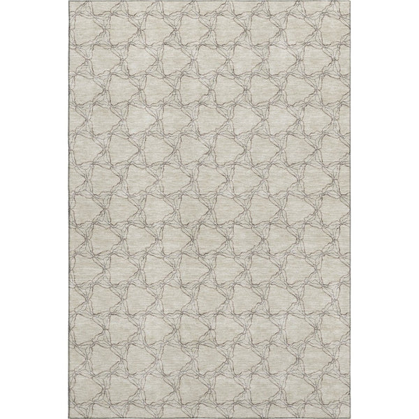 HomeRoots 9' X 12' Beige & Brown Geometric Area Rug - Washable, UV Protected, Durable & Stylish for Homes 676037
