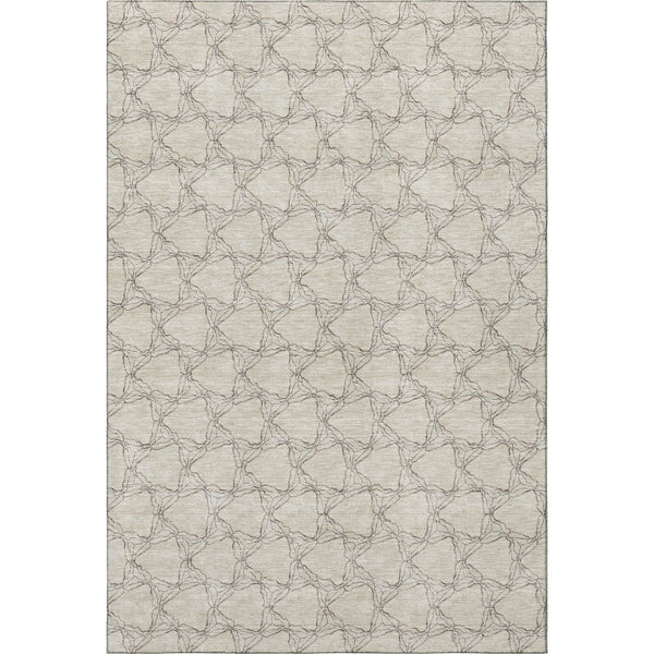 HomeRoots 9' X 12' Beige & Brown Geometric Area Rug - Washable, UV Protected, Durable & Stylish for Homes 676037