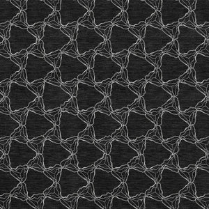 HomeRoots 8' X 10' Black And Ivory Geometric Area Rug – Washable, UV-Protected, Ideal for High-Traffic Spaces! 676042