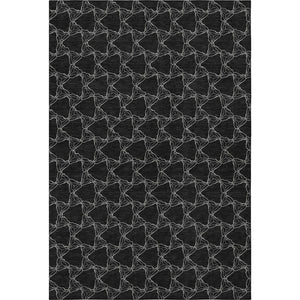 HomeRoots 8' X 10' Black And Ivory Geometric Area Rug – Washable, UV-Protected, Ideal for High-Traffic Spaces! 676042