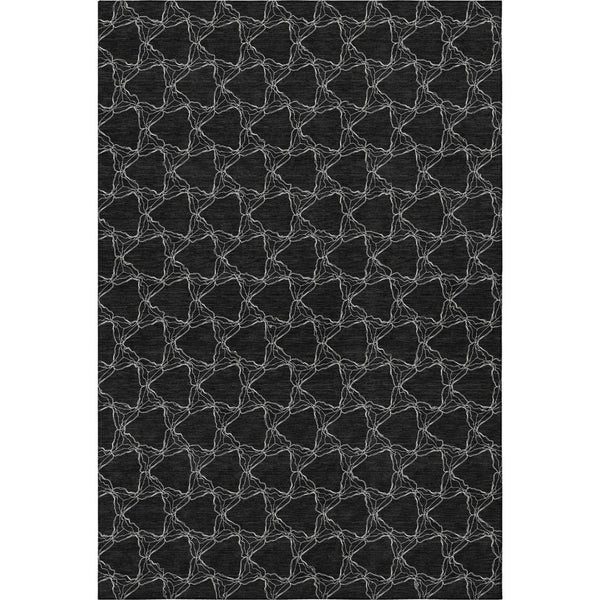 HomeRoots 8' X 10' Black And Ivory Geometric Area Rug – Washable, UV-Protected, Ideal for High-Traffic Spaces! 676042