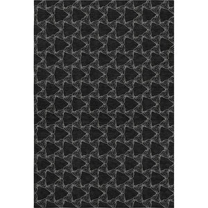 HomeRoots 9' X 12' Stunning Black and Ivory Geometric Area Rug - Washable, UV-Protected, Family-Friendly Design 676043