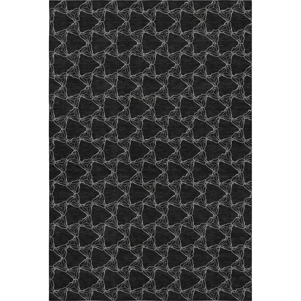 HomeRoots 9' X 12' Stunning Black and Ivory Geometric Area Rug - Washable, UV-Protected, Family-Friendly Design 676043