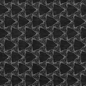 HomeRoots 9' X 12' Stunning Black and Ivory Geometric Area Rug - Washable, UV-Protected, Family-Friendly Design 676043