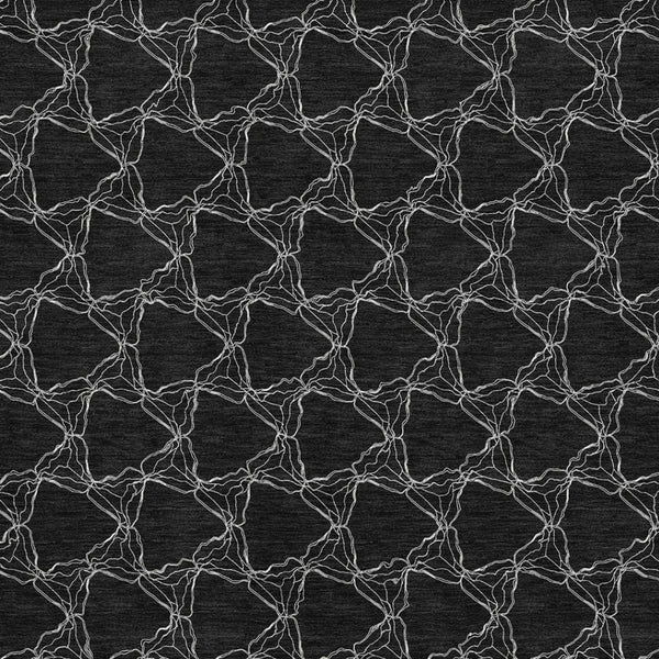 HomeRoots 9' X 12' Stunning Black and Ivory Geometric Area Rug - Washable, UV-Protected, Family-Friendly Design 676043