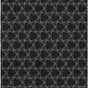 HomeRoots 9' X 12' Stunning Black and Ivory Geometric Area Rug - Washable, UV-Protected, Family-Friendly Design 676043