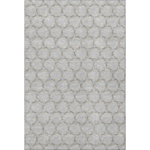 HomeRoots 5' X 8' Gray and Gold Geometric Area Rug – Durable, Washable, UV-Protected for Stylish Living Spaces 676046