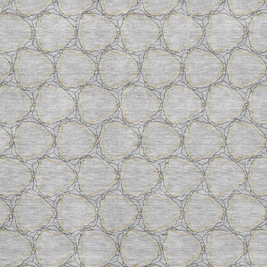 HomeRoots 8' X 10' Gray and Gold Geometric Area Rug - Washable, UV-Protected, Perfect for High-Traffic Spaces! 676048