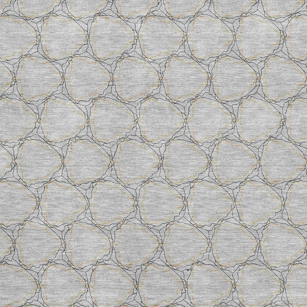 HomeRoots 8' X 10' Gray and Gold Geometric Area Rug - Washable, UV-Protected, Perfect for High-Traffic Spaces! 676048