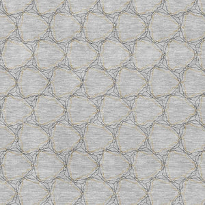 HomeRoots 9' X 12' Gray and Gold Geometric Area Rug - Washable, UV-Protected, Stylish for Modern Spaces 676049