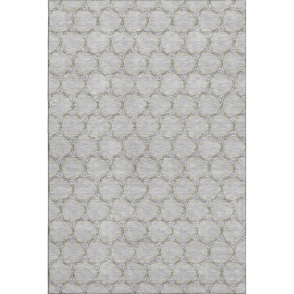 HomeRoots 10' X 14' Gray and Gold Geometric Washable Area Rug with UV Protection for High-Traffic Spaces 676050