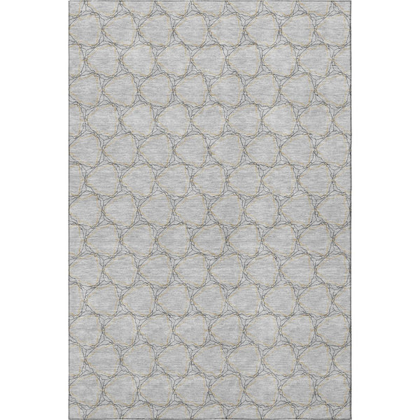 HomeRoots 10' X 14' Gray and Gold Geometric Washable Area Rug with UV Protection for High-Traffic Spaces 676050