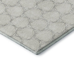 HomeRoots 8' Ivory and Charcoal Geometric Washable Round Rug - Stylish, Durable, UV-Protected for Any Space 676053