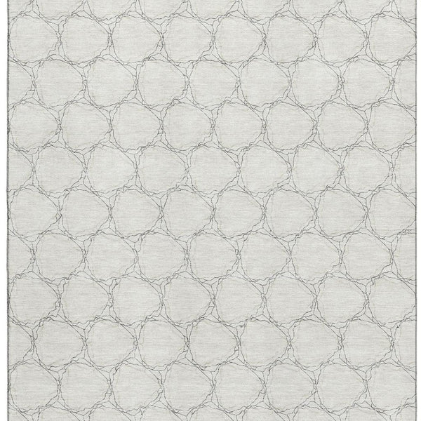 HomeRoots 9' X 12' Ivory & Charcoal Geometric Area Rug - Washable, UV-Protected, Perfect for Families & Pets! 676055