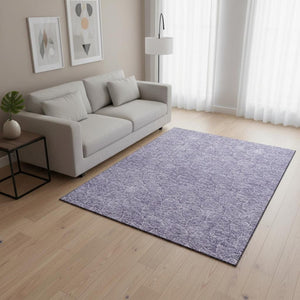 HomeRoots 5' X 8' Modern Lavender and Ivory Geometric Area Rug - Durable, Washable, UV Protected for Homes 676058