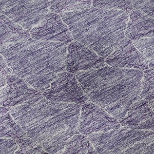 HomeRoots 8' Modern Lavender and Ivory Geometric Round Rug - Washable, UV Protected, Stain Resistant Design 676059