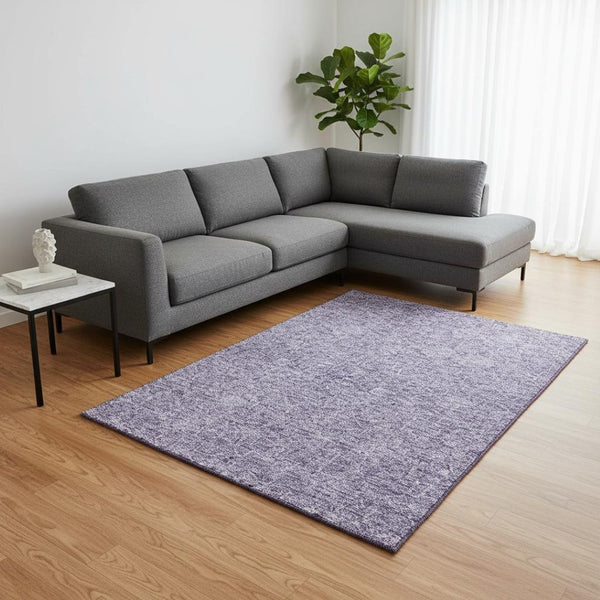 HomeRoots 8' X 10' Stylish Lavender & Ivory Geometric Area Rug - Washable, UV Protected, Durable & Soft! 676060