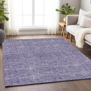 HomeRoots 8' X 10' Stylish Lavender & Ivory Geometric Area Rug - Washable, UV Protected, Durable & Soft! 676060